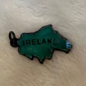 Vintage marked and signed J.M.Co. Enameled Sterling Ireland Charm